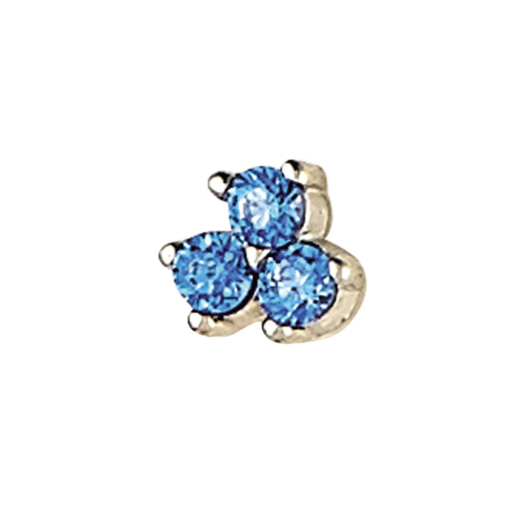 1.25mm Mini Tri Gem Cluster Threaded End in Gold with CZ's
