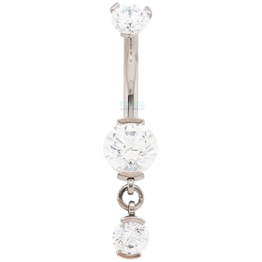 2 Prong-Set Faceted Gem Navel Curve with Dangle #1 - Image 2