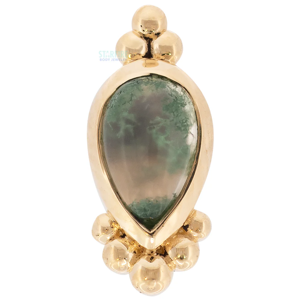 threadless: "Amrit" End in Gold with Moss Agate - Image 3