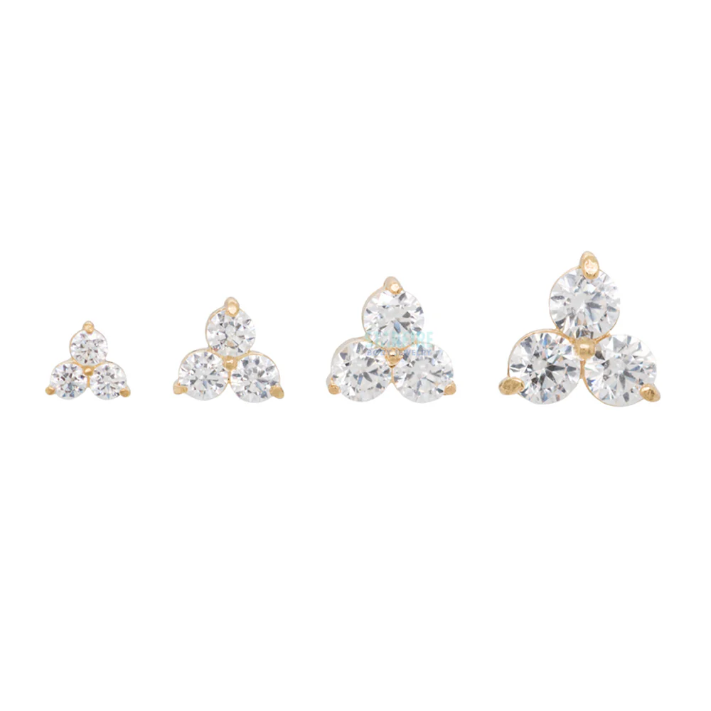 1.5mm "Trio" Threaded End in Gold with Brilliant-Cut Gems - Image 3