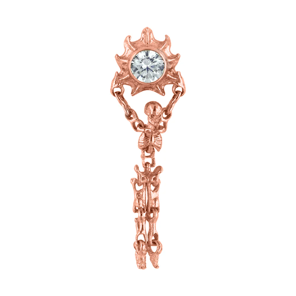 2.5mm "Golden Requiem" Threaded End in Rose Gold with Brilliant-Cut Gem - Image 2