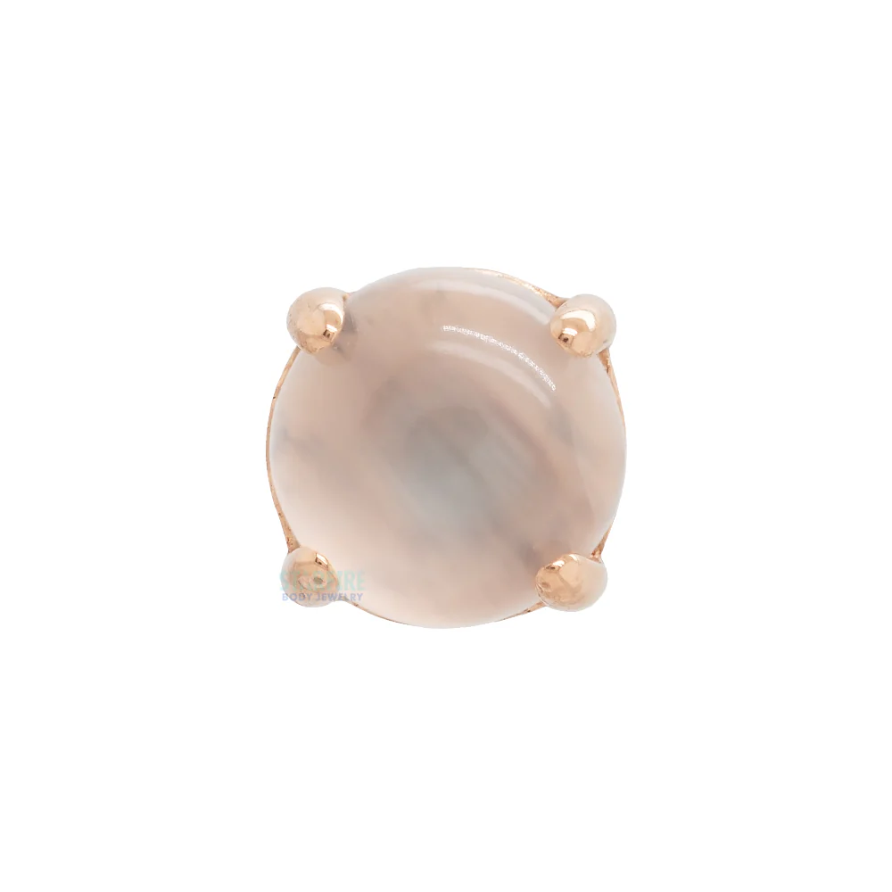 2.5mm "Ziana" Prong-Set Natural Stone Cabochon Threaded End in Gold - Image 6