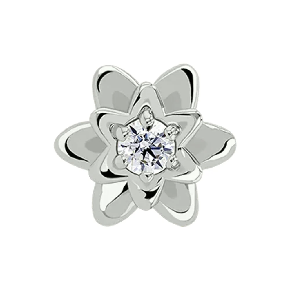 2mm "Petaluma" Threaded End in White Gold with Brilliant-Cut Gem - Image 3