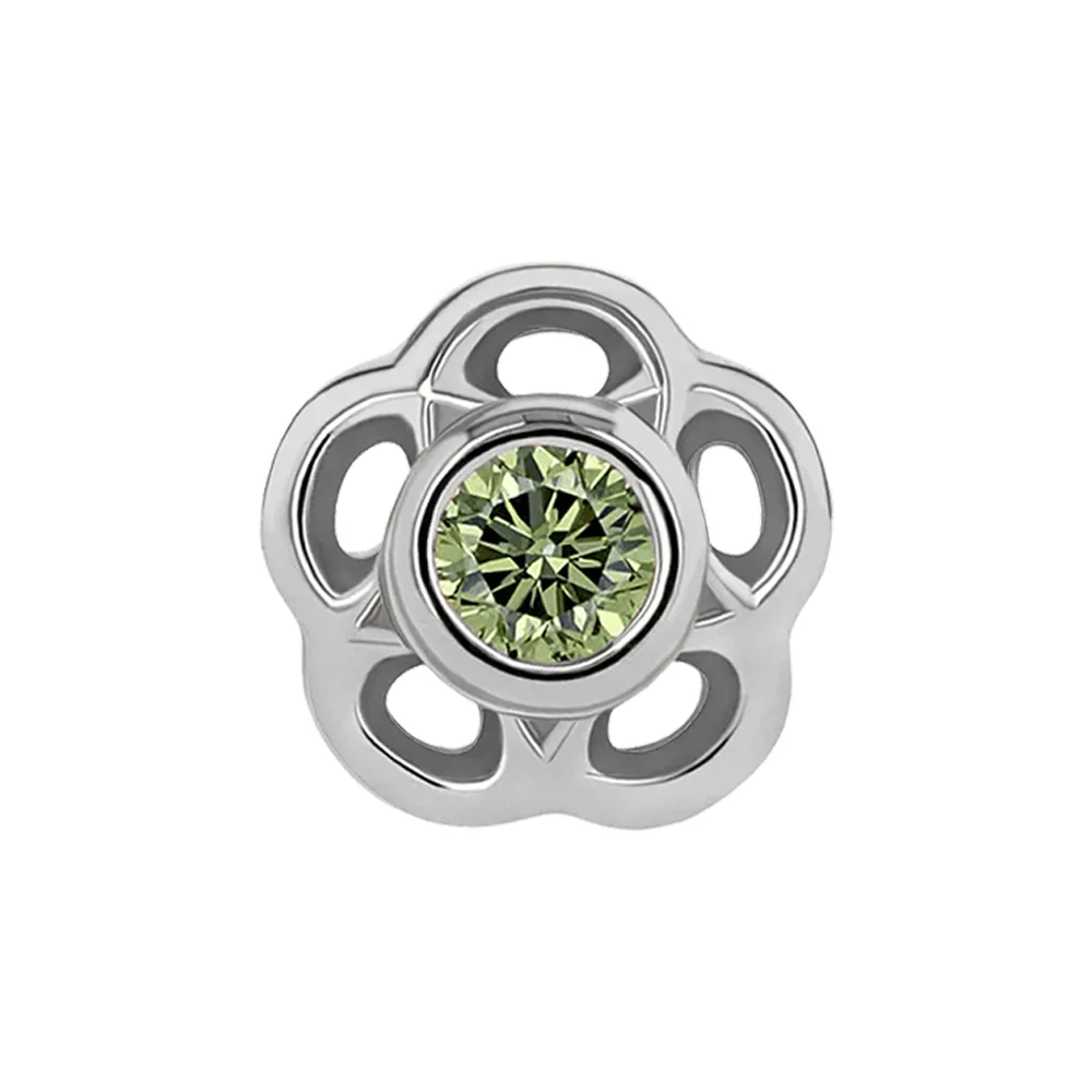 2mm "Tama" Threaded End in White Gold with Brilliant-Cut Gem - Image 3