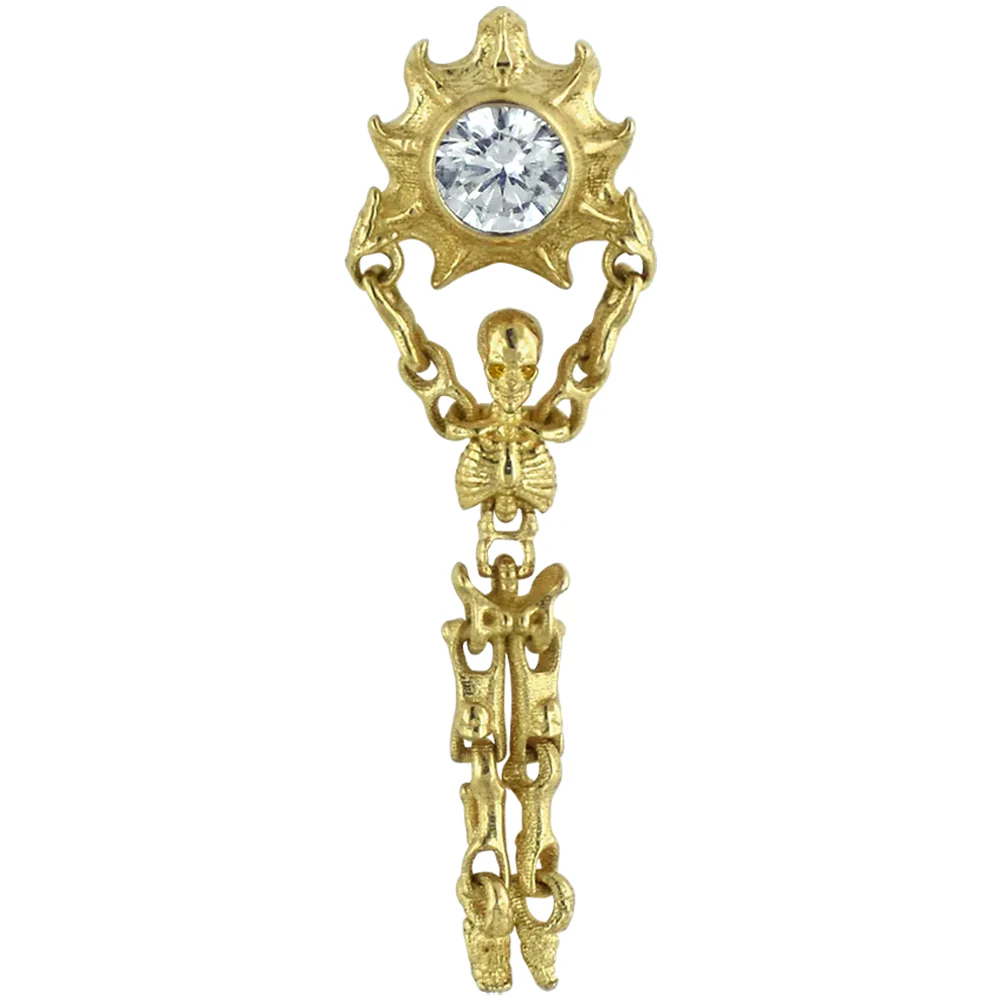3mm "Golden Requiem" Threaded End in Yellow Gold with Brilliant-Cut Gem - Image 2