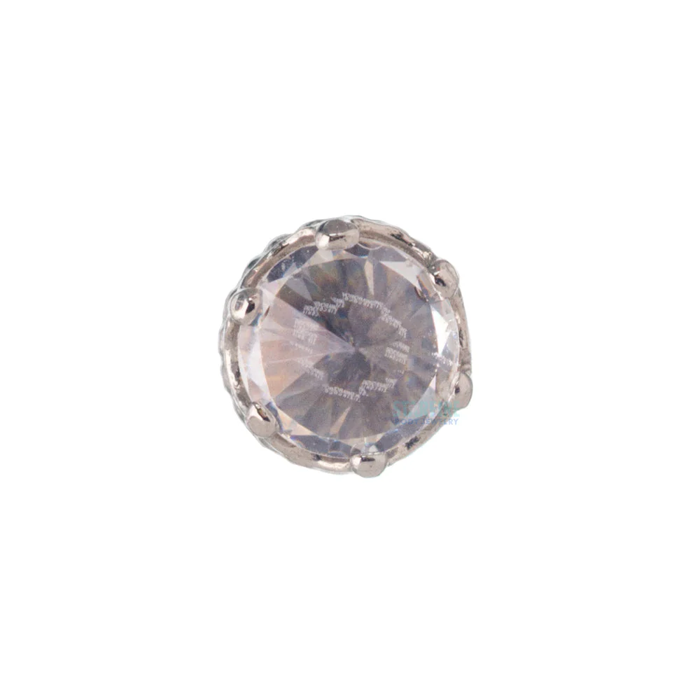 3mm "Queen" Crown Threaded End in Gold with Reverse-Set Brilliant-Cut Gem - Image 4