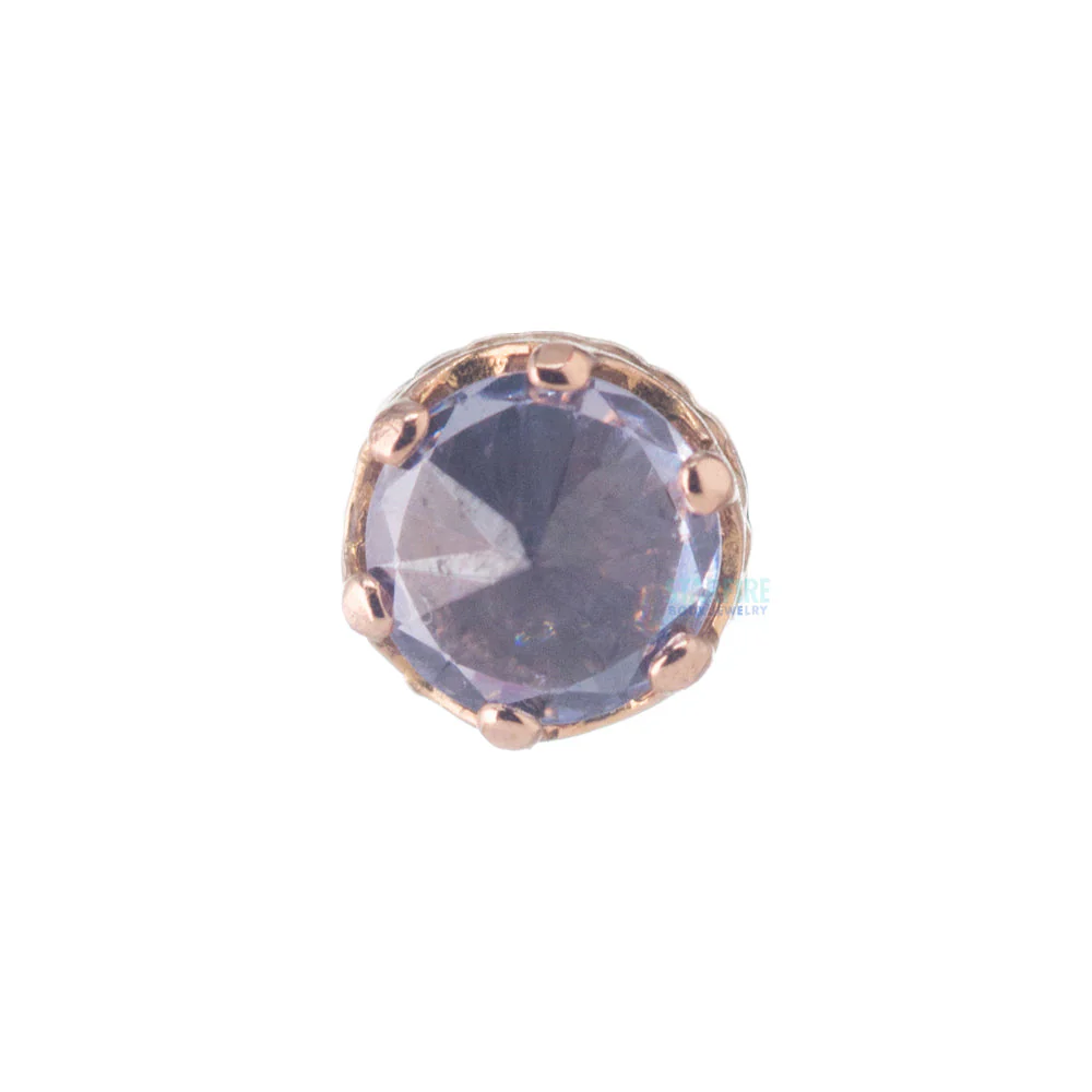 3mm "Queen" Crown Threaded End in Gold with Reverse-Set Brilliant-Cut Gem - Image 5