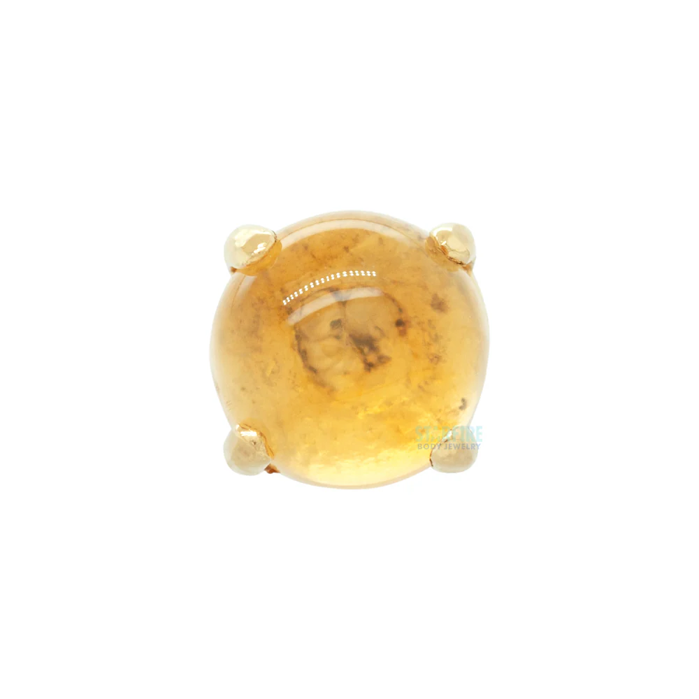 3mm "Ziana" Prong-Set Natural Stone Cabochon Threaded End in Gold - Image 5
