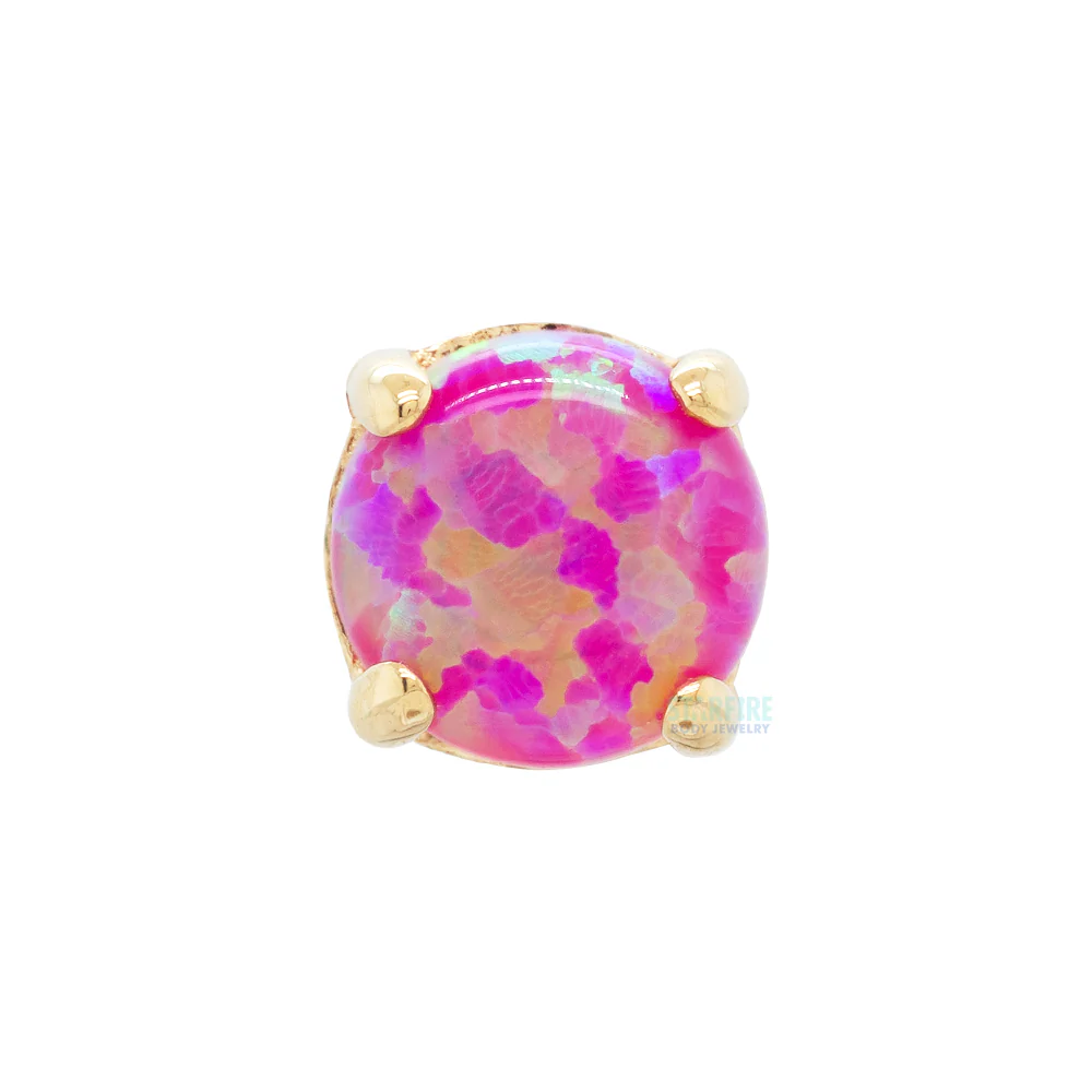 4mm "Ziana" Prong-Set Opal Cabochon Threaded End in Gold - Image 4