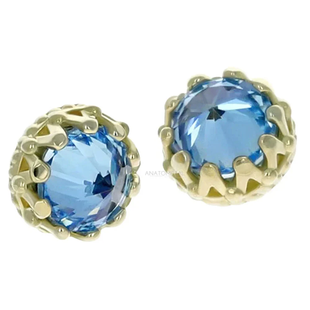 5mm "King" Crown Threaded End in Gold with Reverse-Set Brilliant-Cut Gem - Image 2