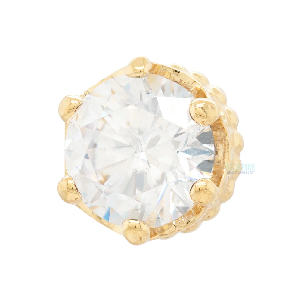 5mm "Queen" Crown Threaded End in Gold with Brilliant-Cut Gem