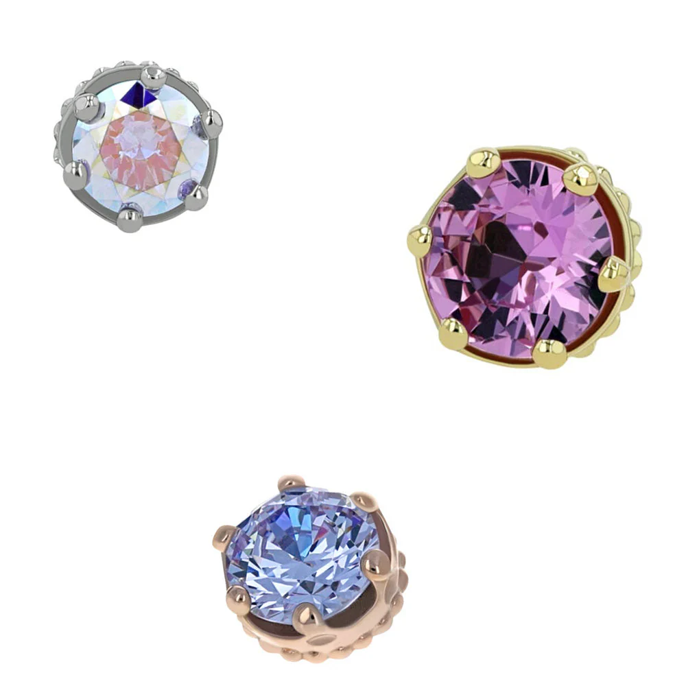 5mm "Queen" Crown Threaded End in Gold with Brilliant-Cut Gem - Image 2