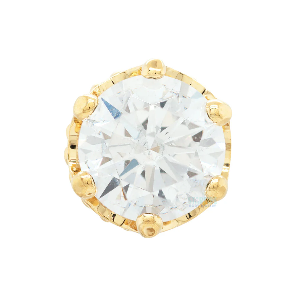 5mm "Queen" Crown Threaded End in Gold with Brilliant-Cut Gem - Image 3