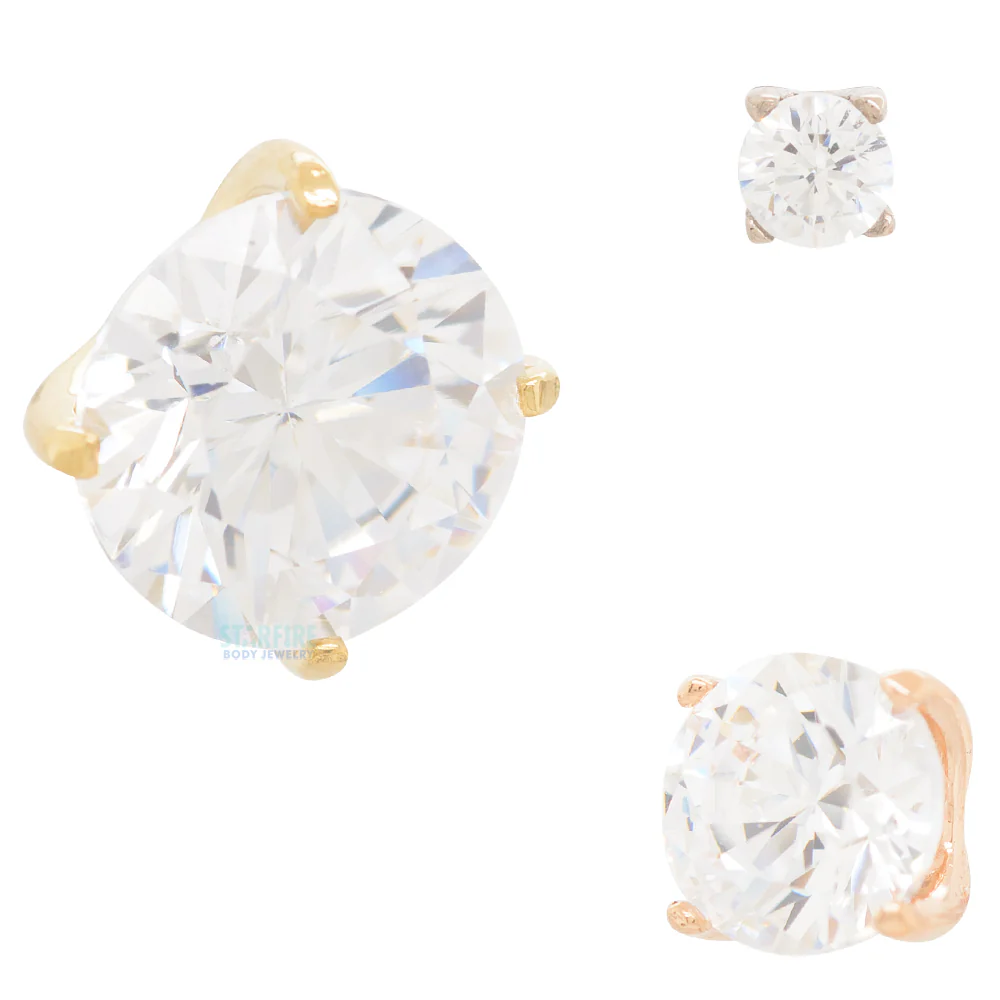 5mm "Tiffany" Prong-Set Brilliant-Cut Gem Threaded End in Gold - Image 3