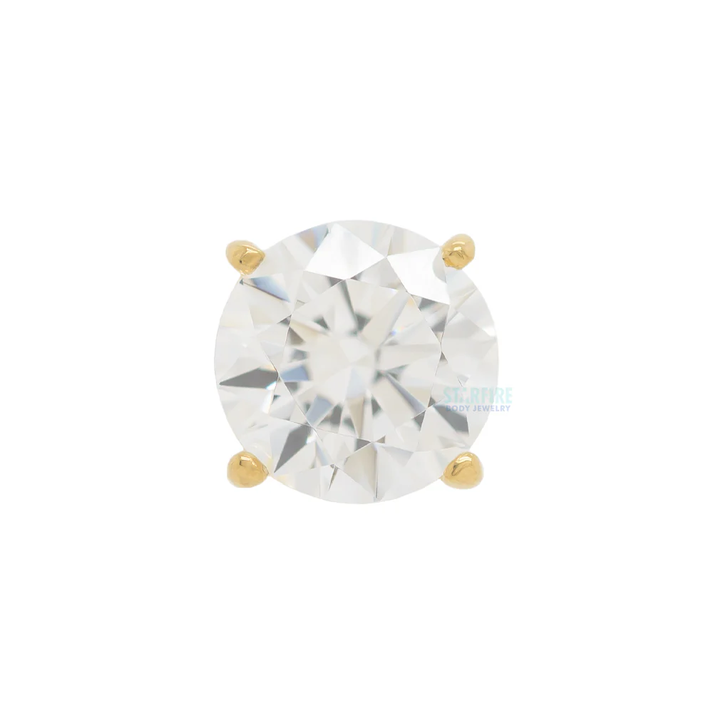 5mm "Tiffany" Prong-Set Brilliant-Cut Gem Threaded End in Gold - Image 5