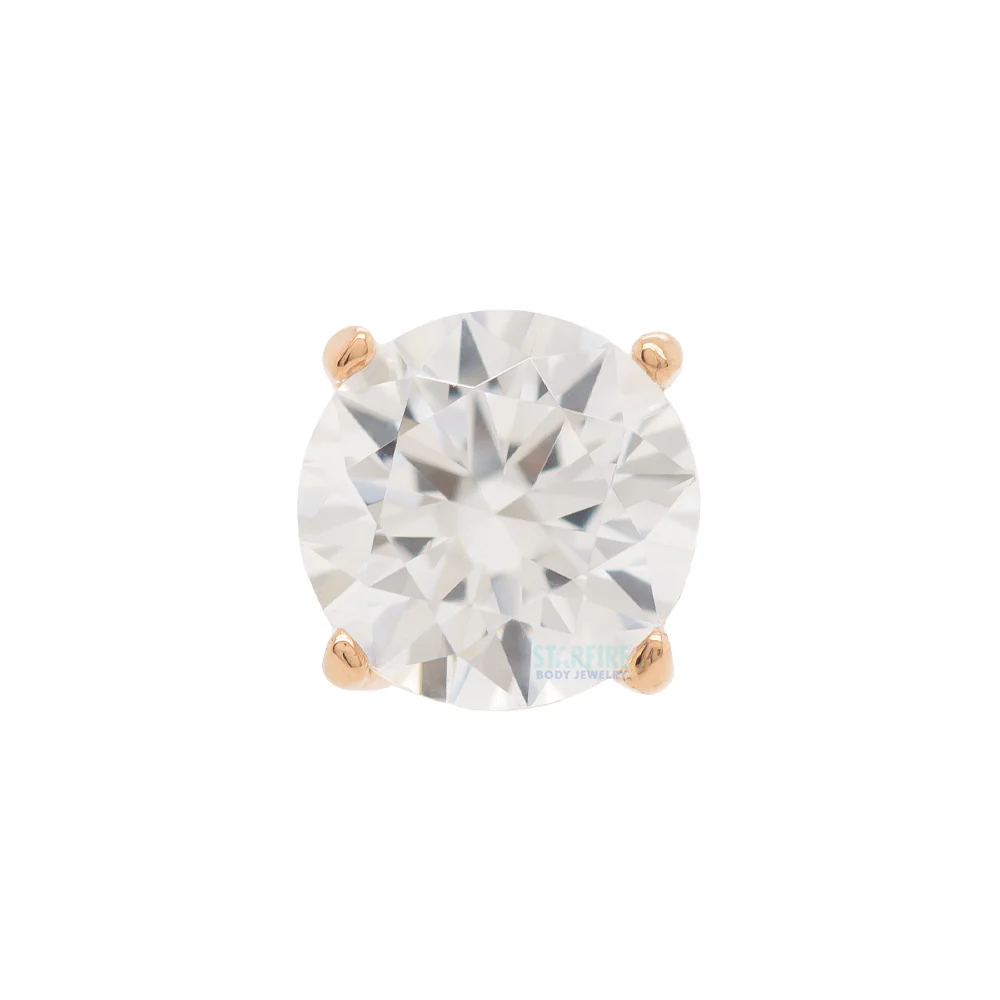 6mm "Tiffany" Prong-Set Brilliant-Cut Gem Threaded End in Gold - Image 7