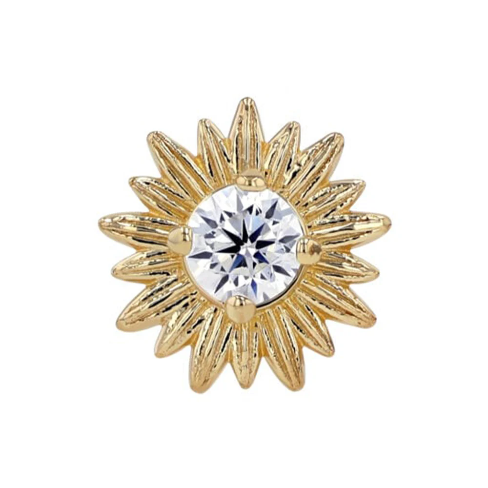 "Artesia" Threaded End in Yellow Gold with Prong-Set Brilliant-Cut Gem