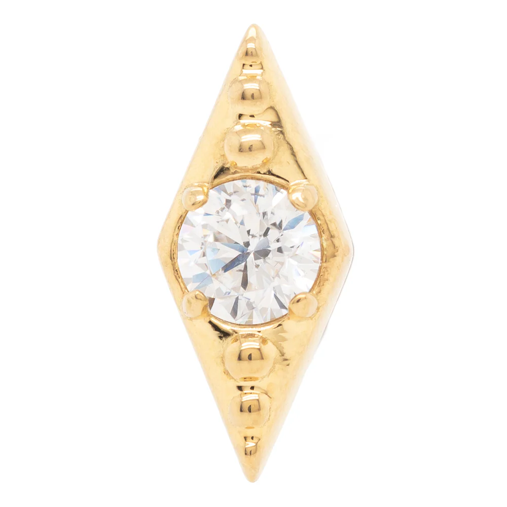 Deco Brilliant-Cut Gem Threaded End in Gold - Image 2