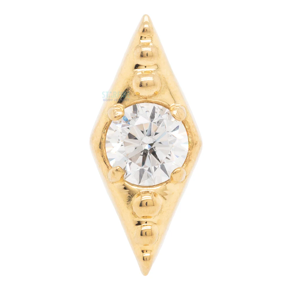 Deco Brilliant-Cut Gem Threaded End in Gold - Image 3