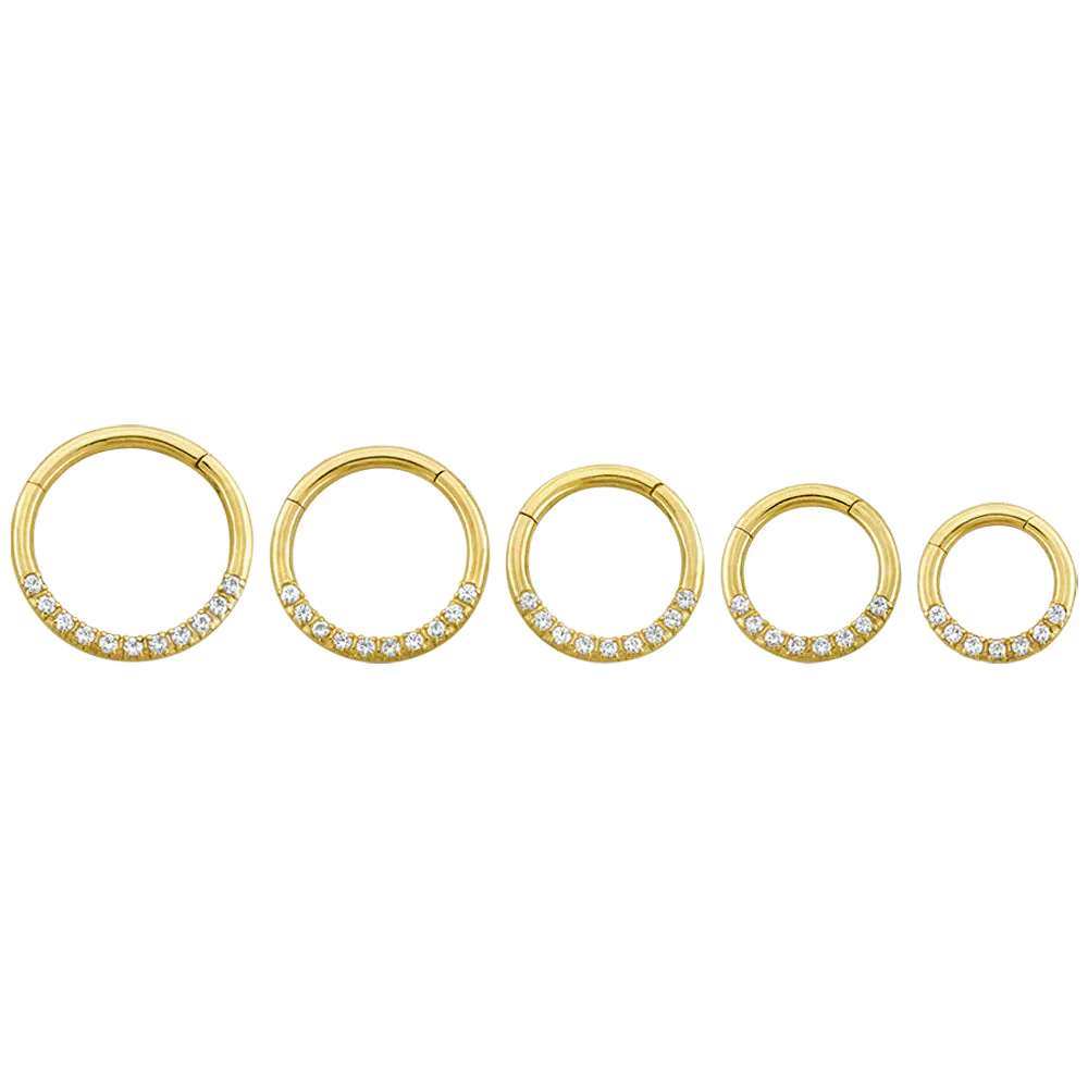 Front Facing Gemmed Hinge Ring / Clicker in Gold - Image 2