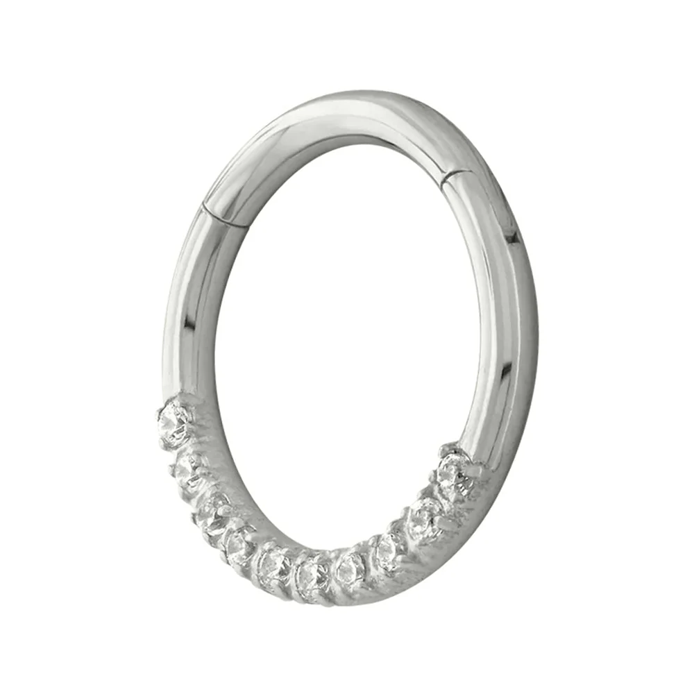 Front Facing Gemmed Hinge Ring / Clicker in Gold - Image 4