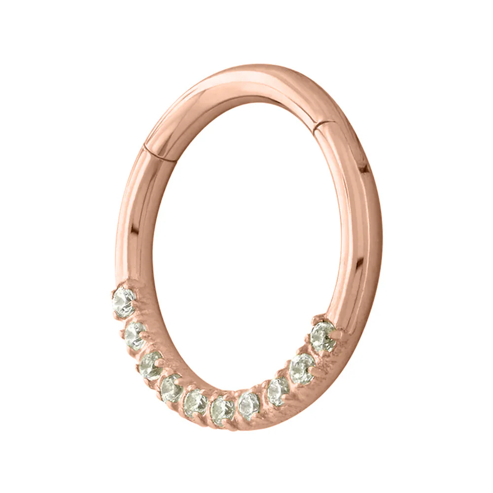 Front Facing Gemmed Hinge Ring / Clicker in Gold - Image 5