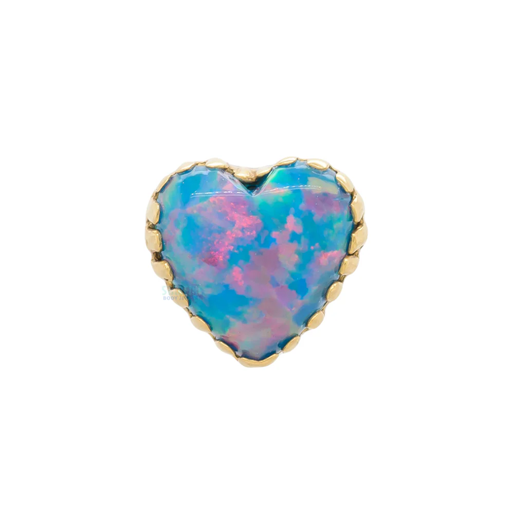 Heart Opal Threaded End in Gold - Image 6