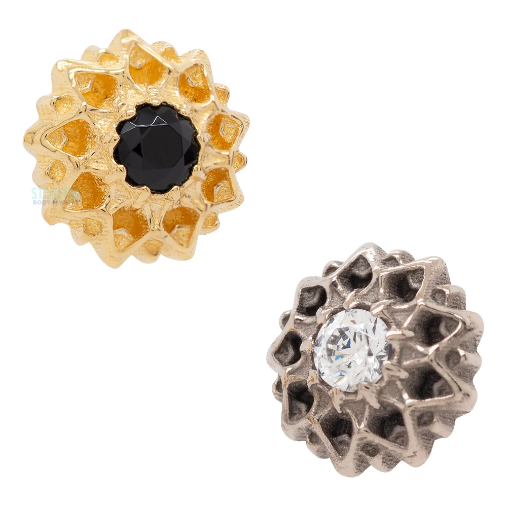 "Lucas" Threaded End in Rose Gold with Brilliant-Cut Gem
