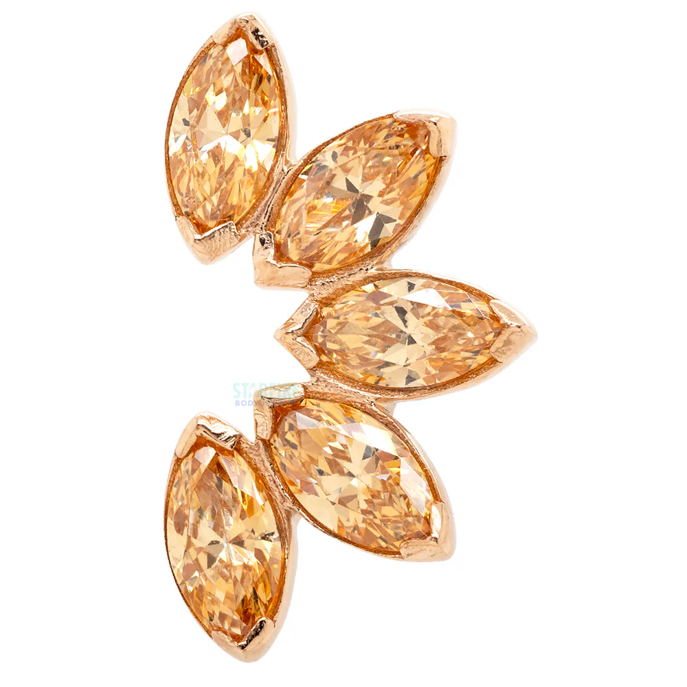 Marquise Fan Threaded End in Rose Gold with 5 Brilliant-Cut Gems