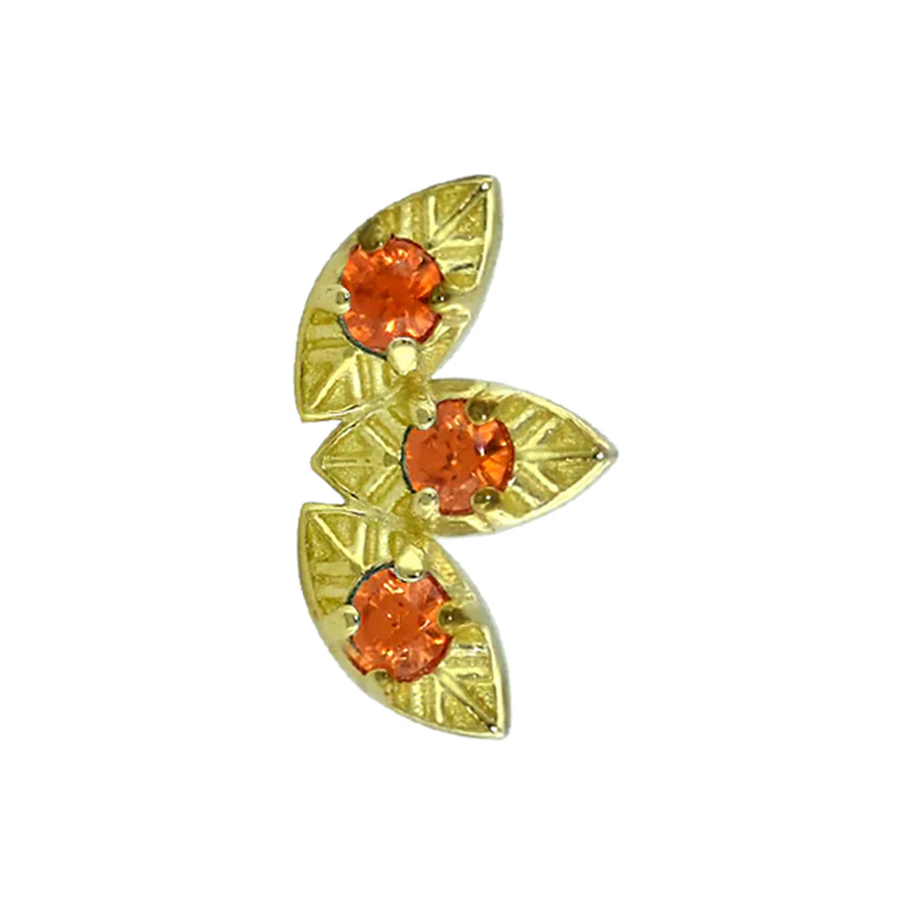 "Noble Fan" Threaded End in Yellow Gold with 1.25mm Brilliant-Cut Gems