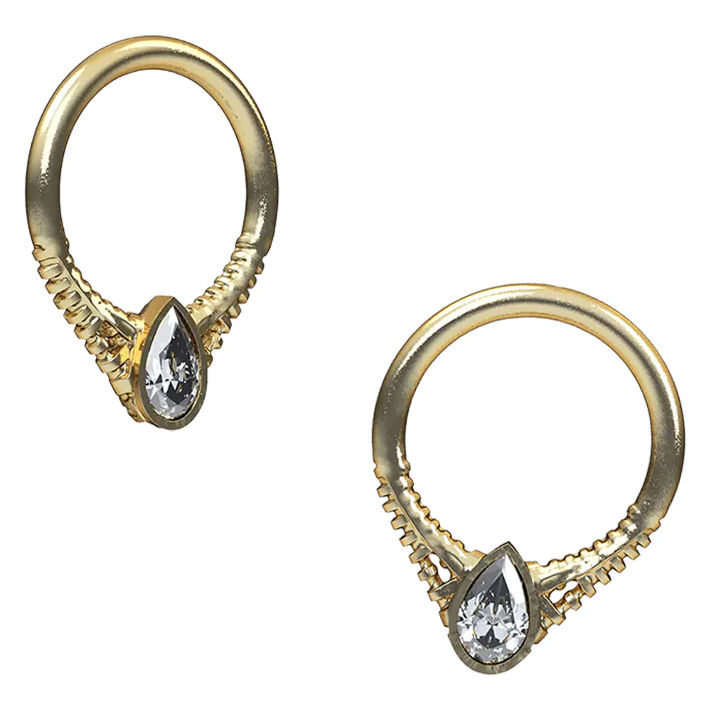 "Pema" Seam Ring in Gold with Brilliant-Cut Gems