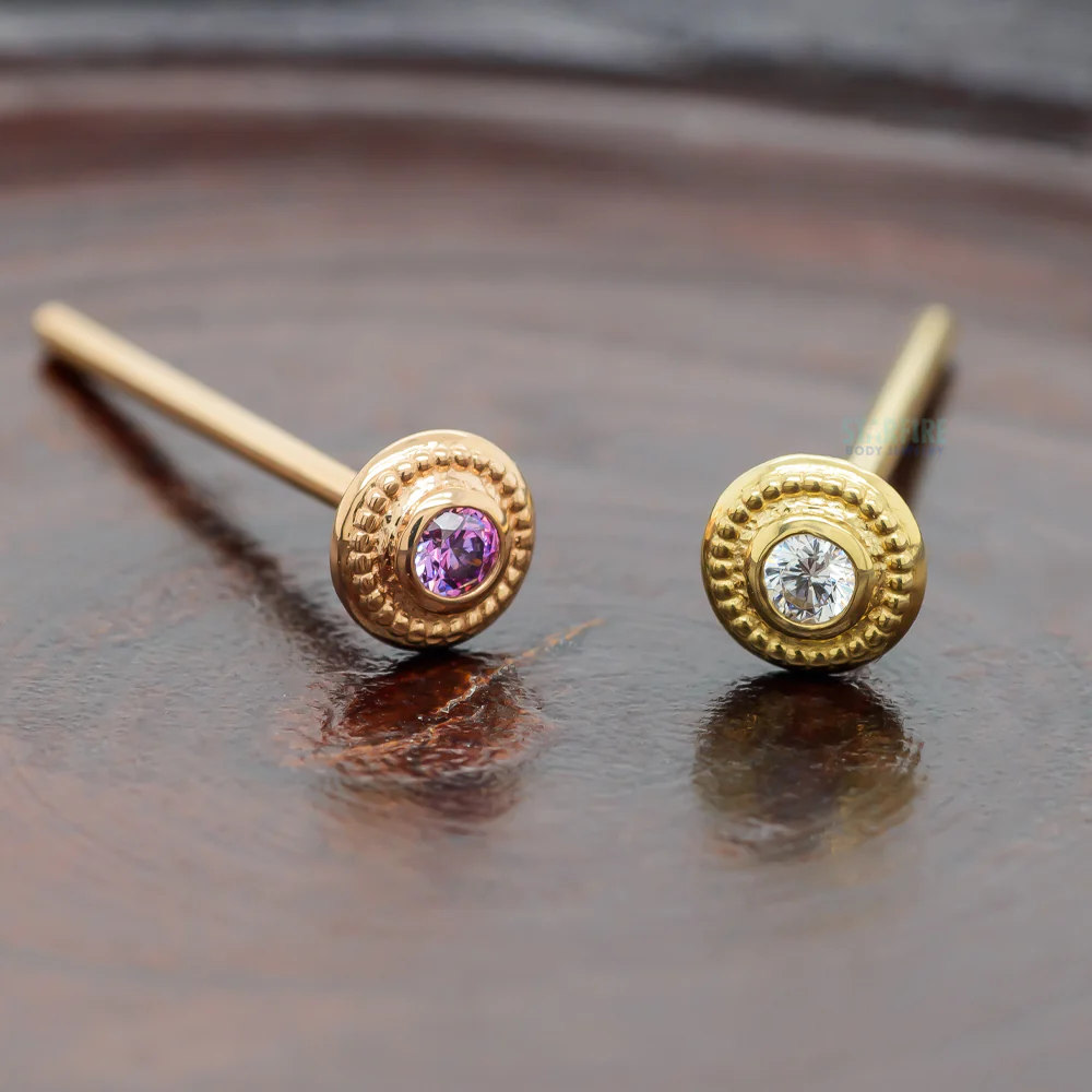 "Portola" Nostril Screw in Gold with Brilliant-Cut Gem - Image 2