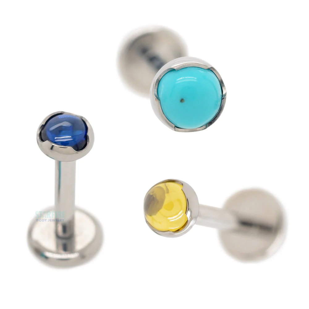 Prong-Set Natural Stone Cabochon on Flatback