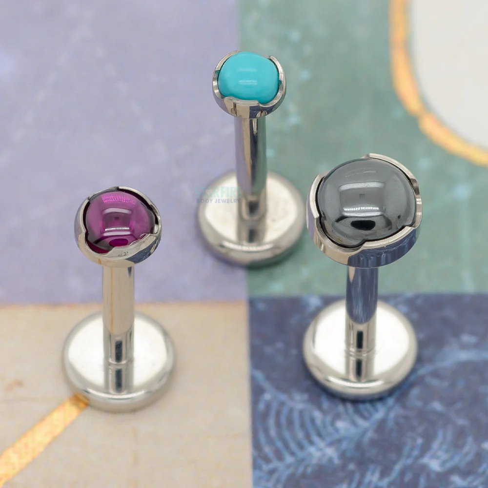 Prong-Set Natural Stone Cabochon on Flatback - Image 2