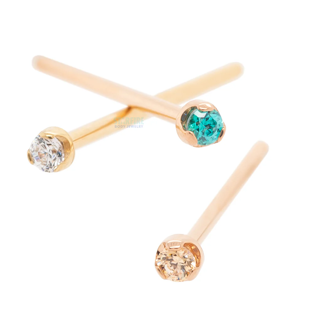 Prong-Set Nostril Screw in Gold with Brilliant-Cut Gem