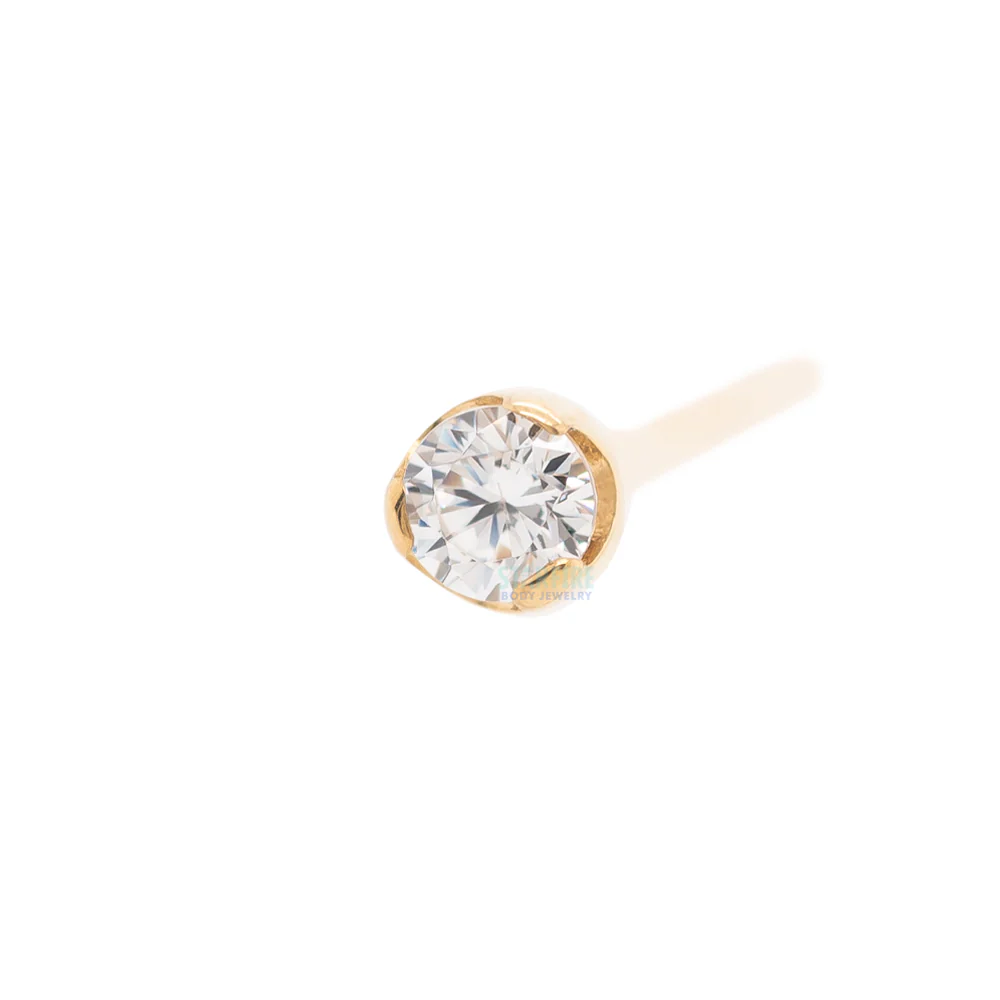Prong-Set Nostril Screw in Gold with Brilliant-Cut Gem - Image 2