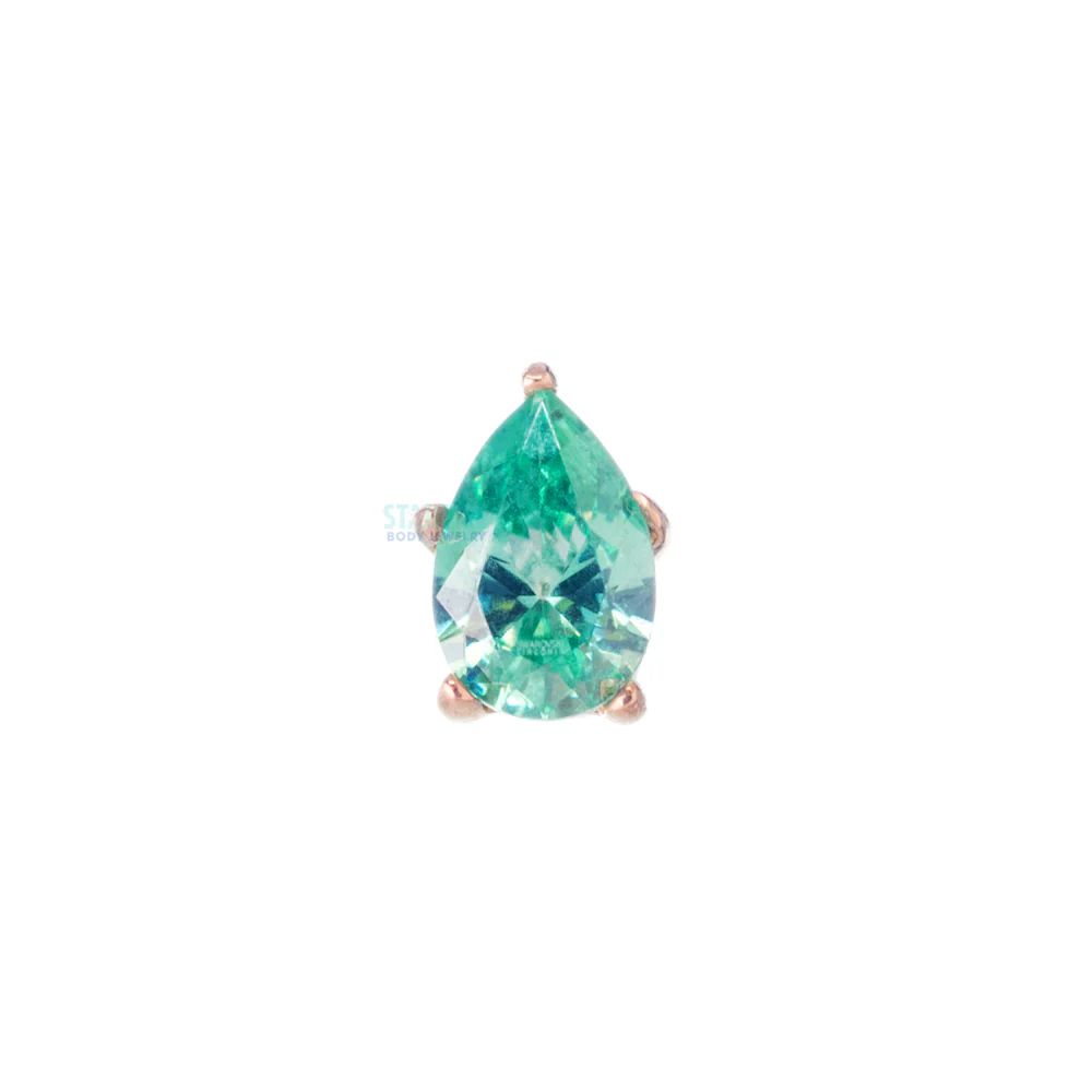 Prong-Set Pear-Cut Brilliant-Cut Gem Threaded End In Gold - Image 10