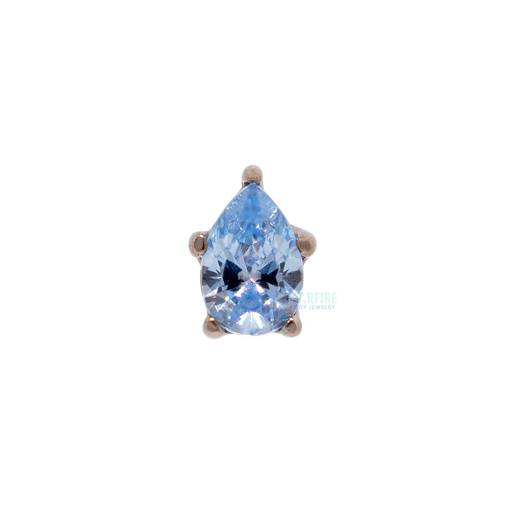 Prong-Set Pear-Cut Brilliant-Cut Gem Threaded End In Gold - Image 11