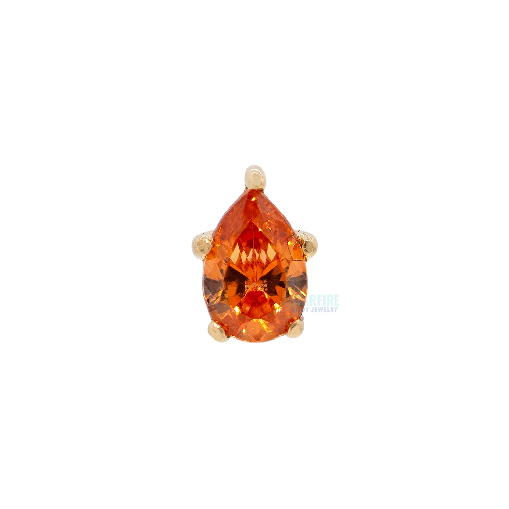 Prong-Set Pear-Cut Brilliant-Cut Gem Threaded End In Gold - Image 12