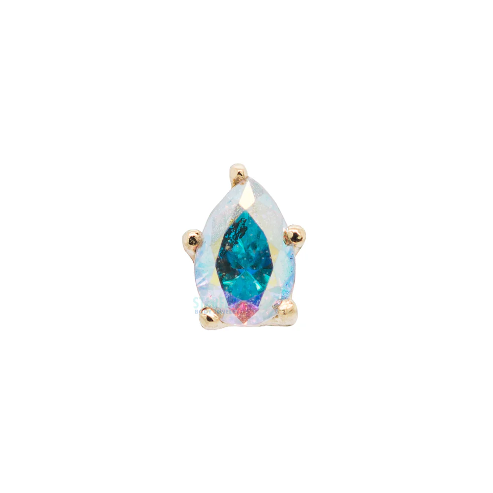 Prong-Set Pear-Cut Brilliant-Cut Gem Threaded End In Gold - Image 5