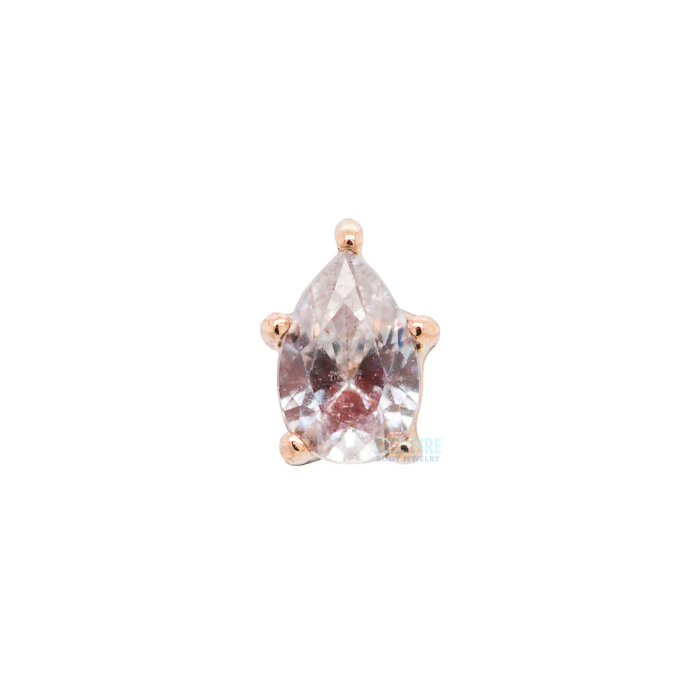 Prong-Set Pear-Cut Brilliant-Cut Gem Threaded End In Gold - Image 6