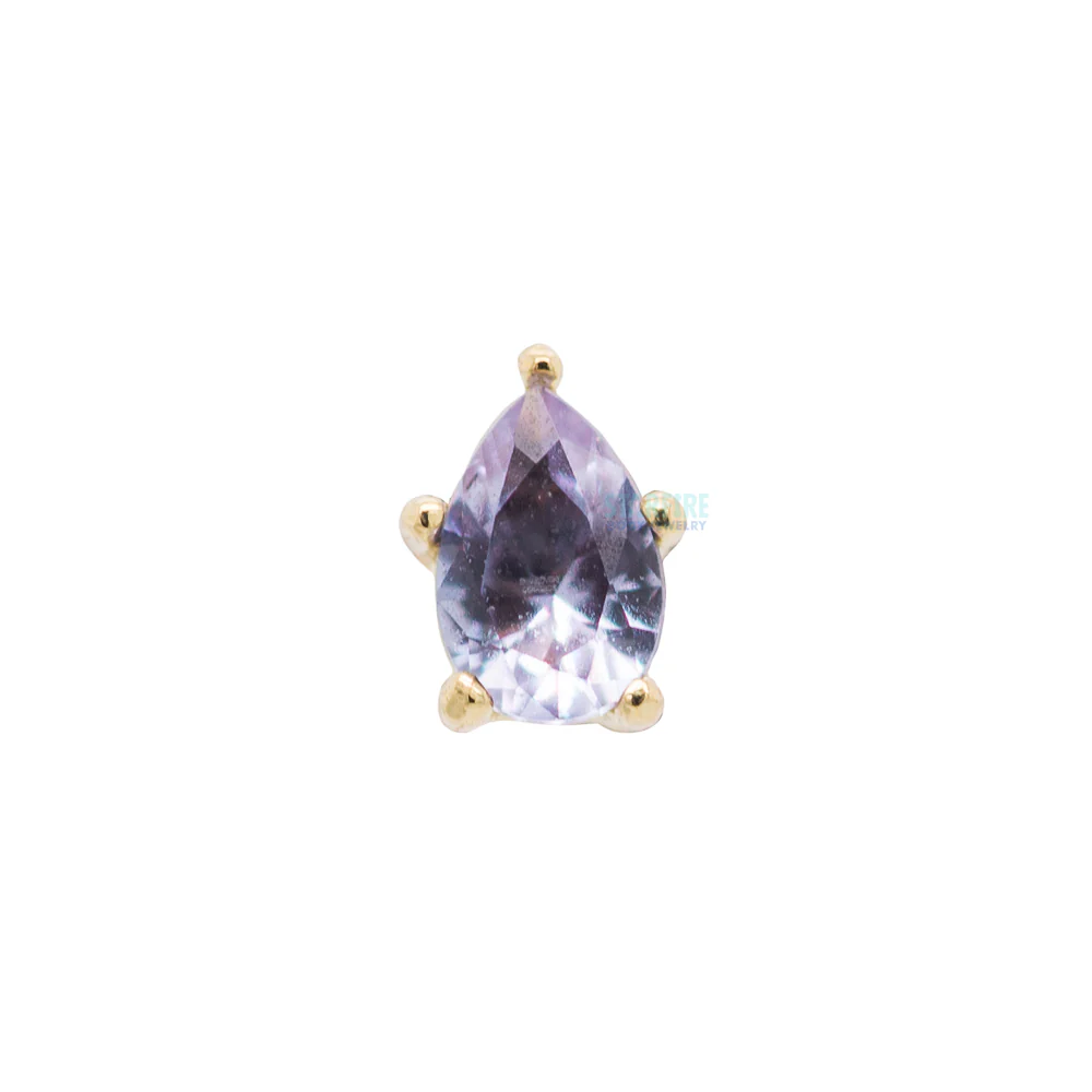 Prong-Set Pear-Cut Brilliant-Cut Gem Threaded End In Gold - Image 7