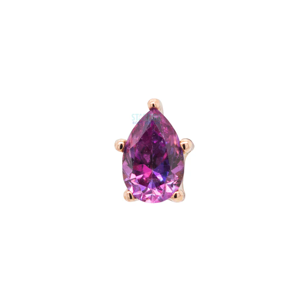 Prong-Set Pear-Cut Brilliant-Cut Gem Threaded End In Gold - Image 8