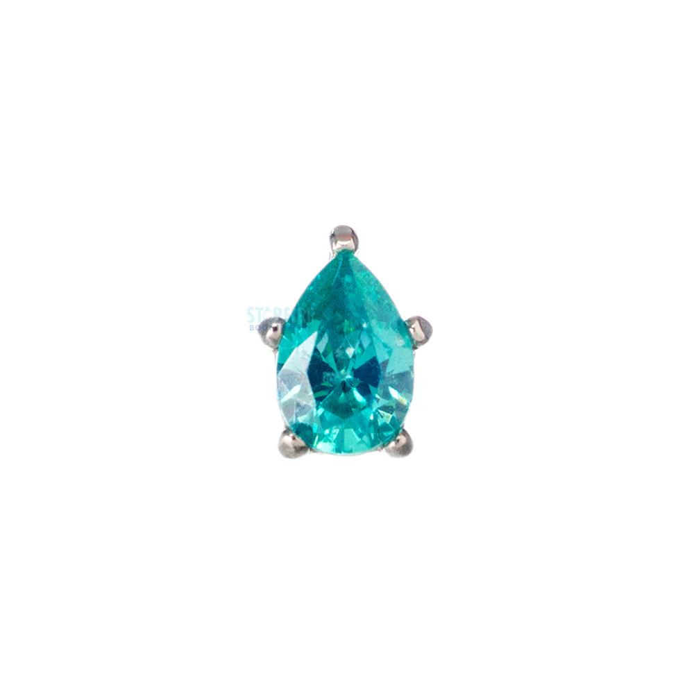 Prong-Set Pear-Cut Brilliant-Cut Gem Threaded End In Gold - Image 9
