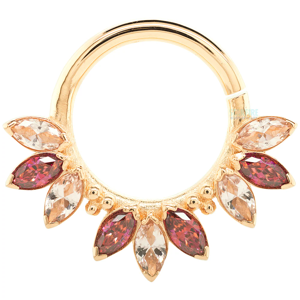"Sedona" Seam Ring in Gold with Marquise-Cut Brilliant Gems - custom color combos - Image 2