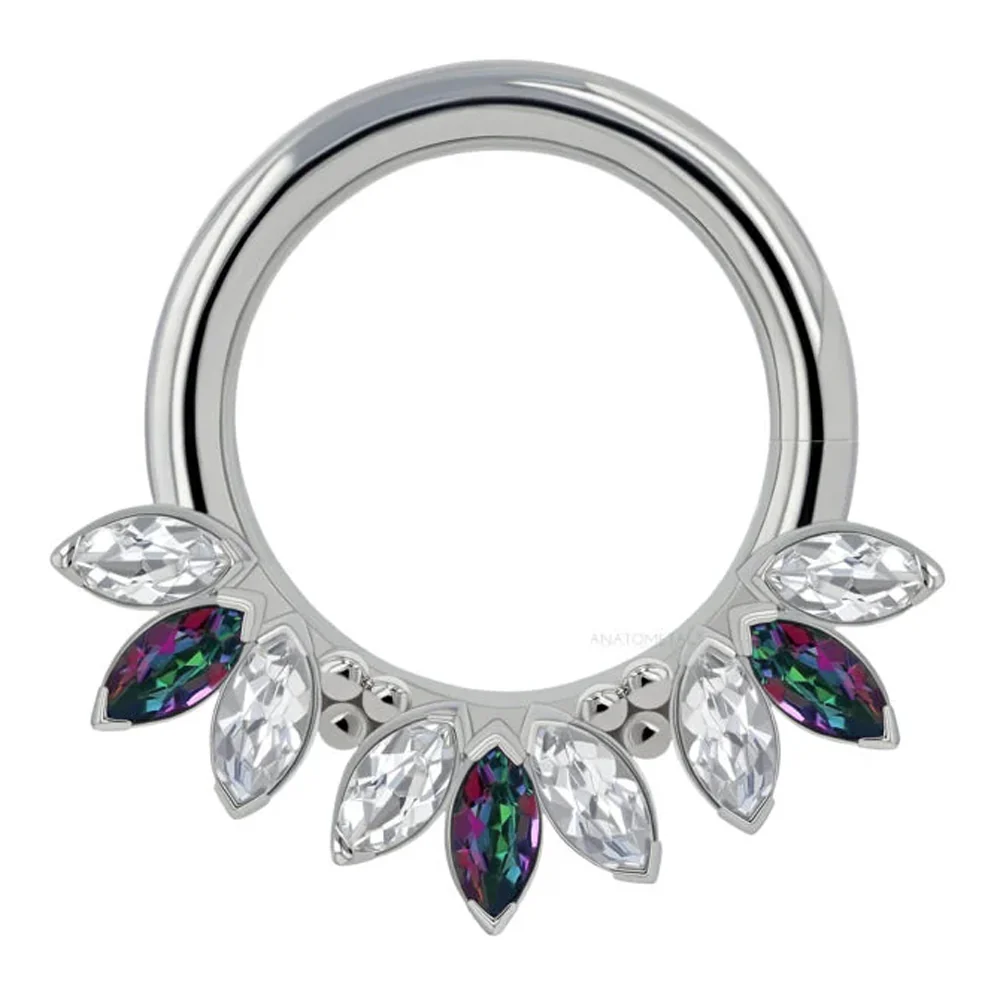 "Sedona" Seam Ring in Gold with Marquise-Cut Genuine Brilliant Gems - custom color combos