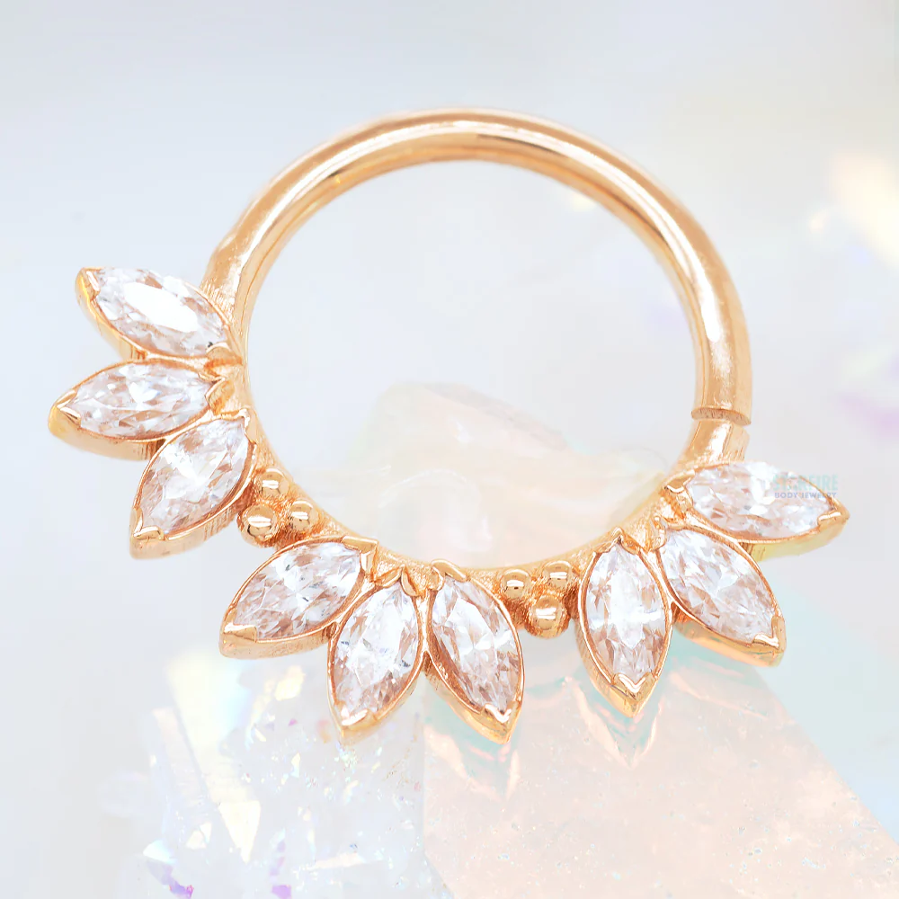 "Sedona" Seam Ring in Rose Gold with Marquise-Cut Brilliant Gems - Image 2