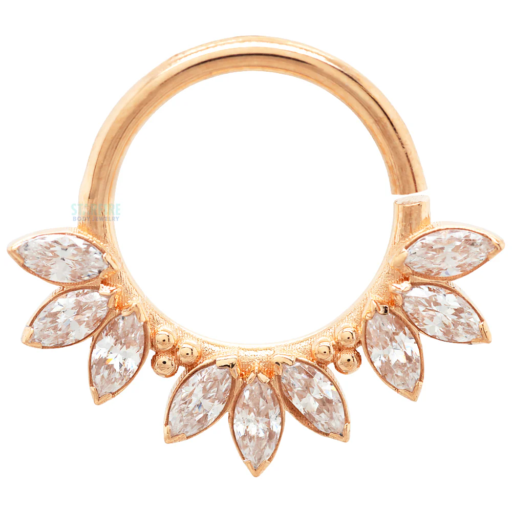 "Sedona" Seam Ring in Rose Gold with Marquise-Cut Brilliant Gems - Image 3