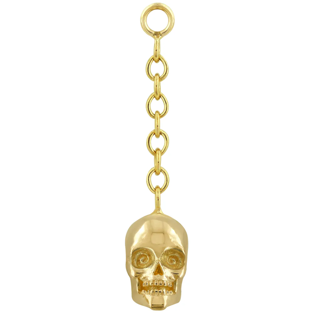 Skull Drop Chain Charm in Gold - Image 2