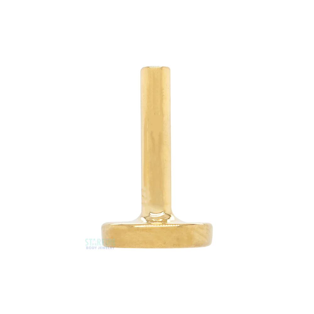 threadless: Gold Flatback / Labret Post / Straight Barbell End with Fixed Disk - Image 2